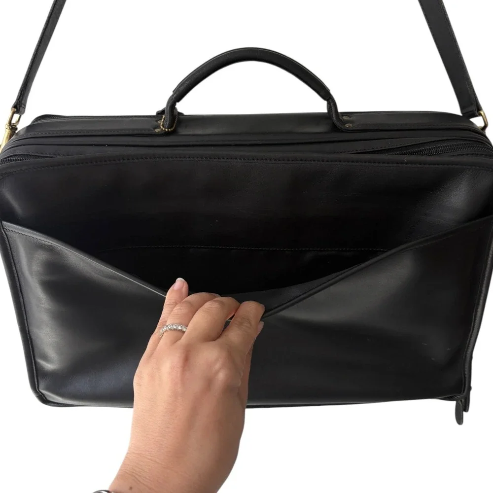Coach Vintage Black Glove Tanned Leather 0537 Laptop Messenger Bag Case Luggage